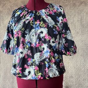 CHICO’S Women's NAVY Floral Paisley Top